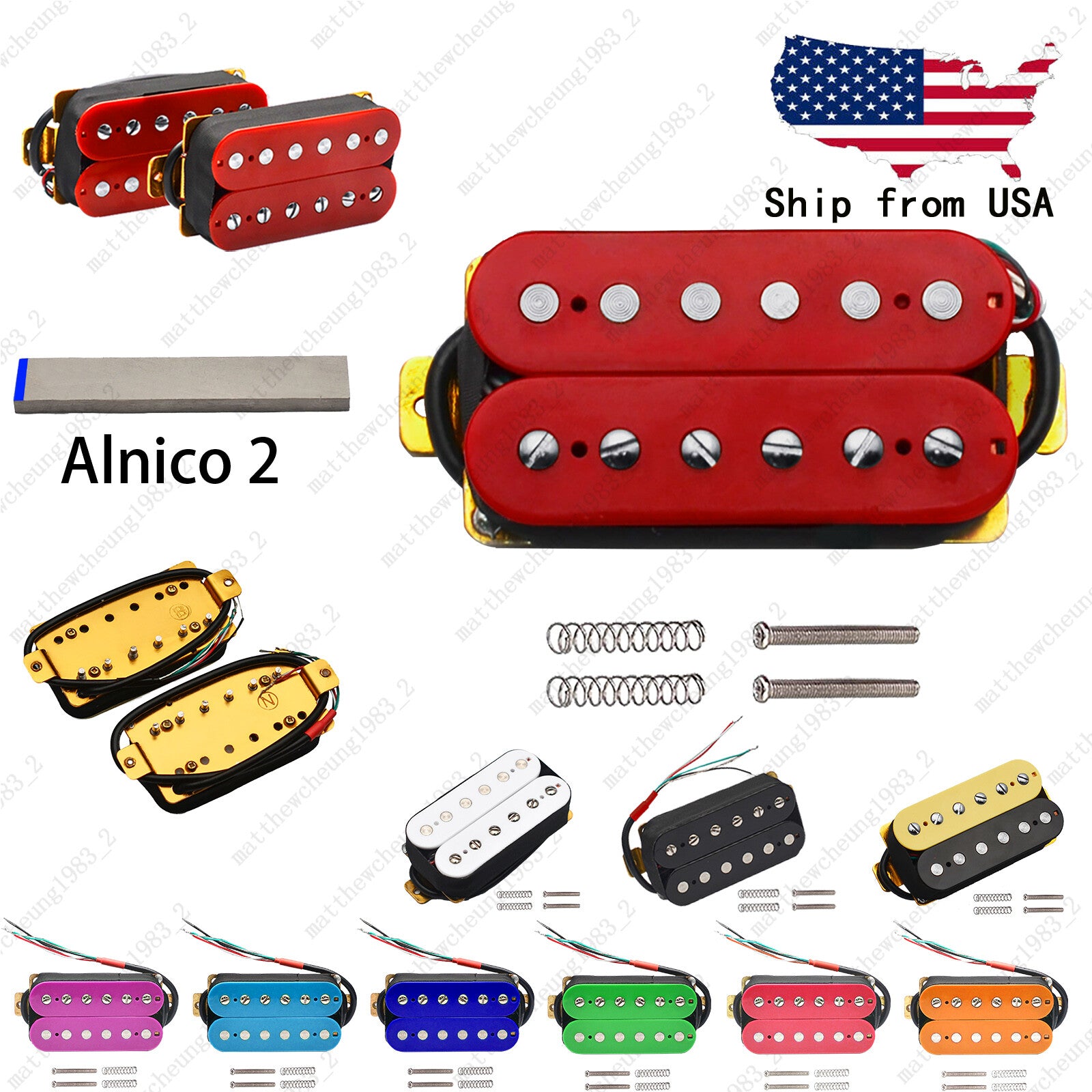Guitar Passive Alnico 2 Magnet Neck / Bridge 50mm 52mm Humbucker Pickup