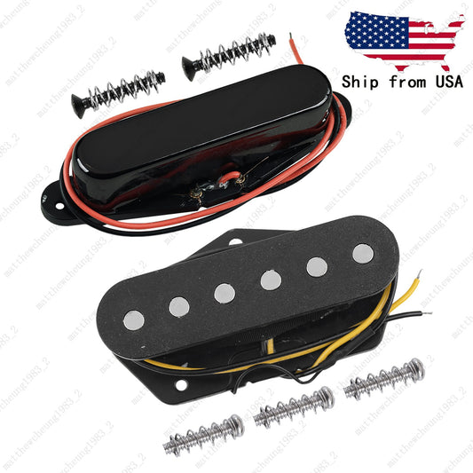 A set of Ceramic Magnet Single Coil Neck+Bridge Pickup for TELE Guitars - Black