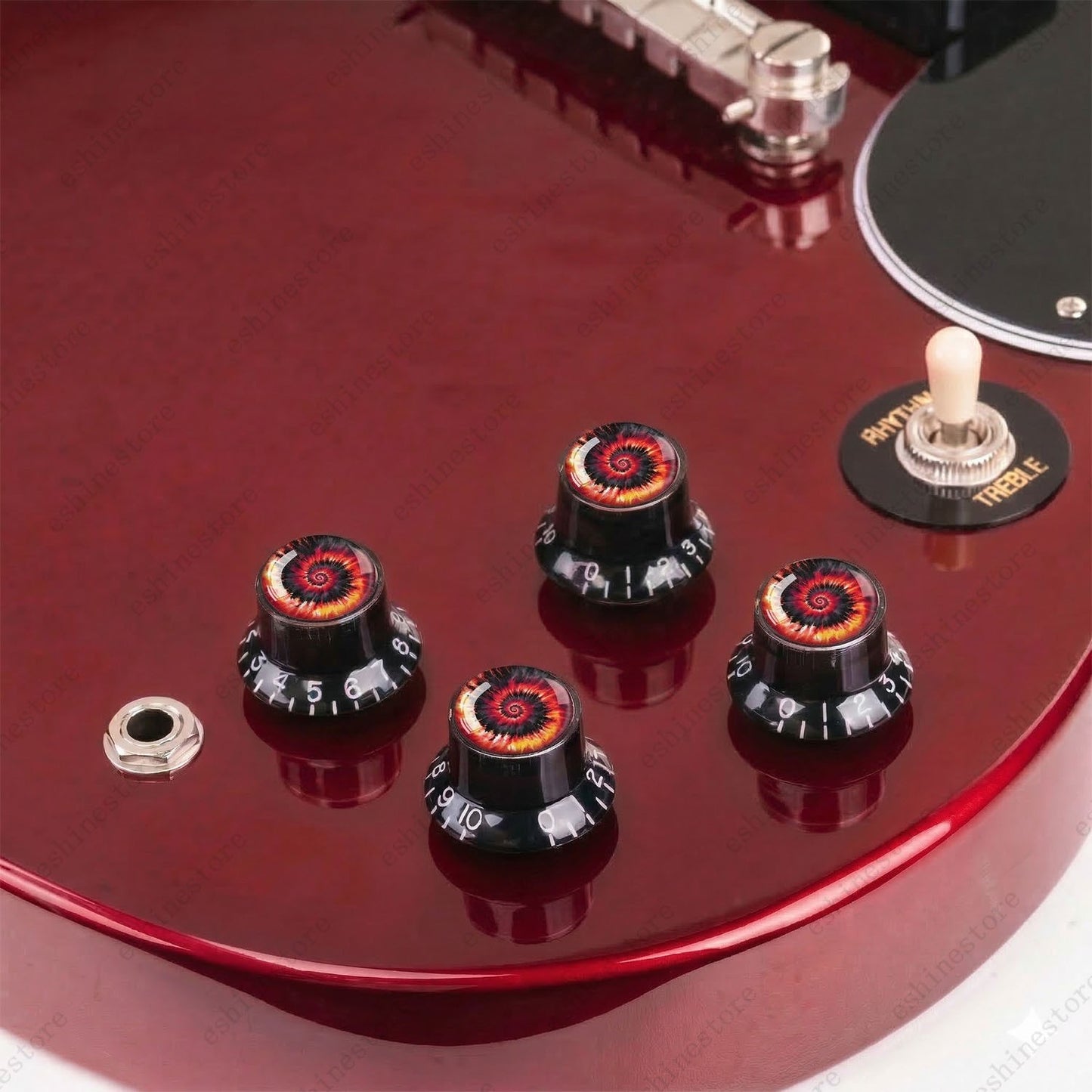 Guitar Reflector Knobs with Spiral Tie Dye Cap Top Hat Knob for Les Paul SG - 02