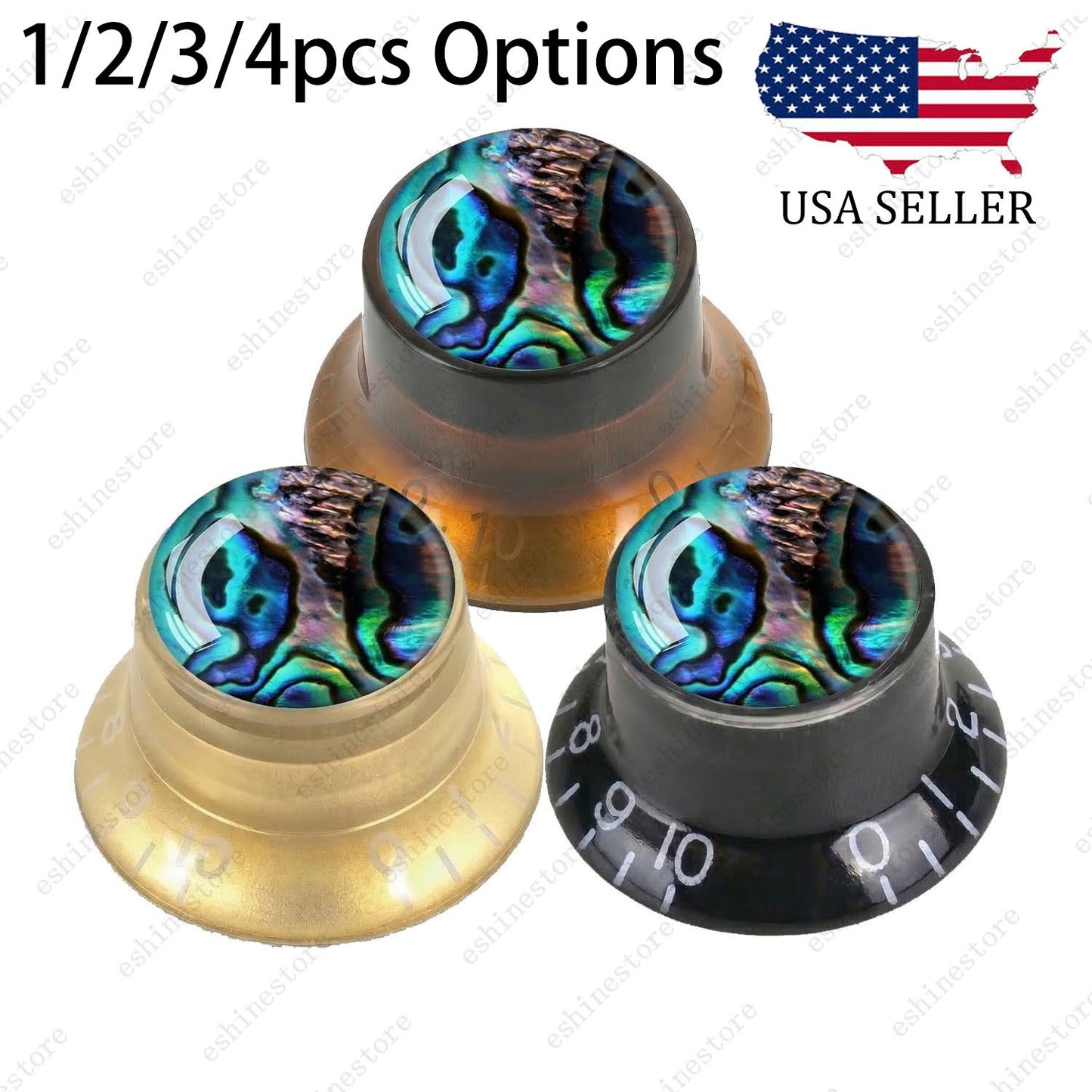 Guitar Reflector Knob with Seashell Pattern Cap Top Hat Knob for Les Paul SG -02
