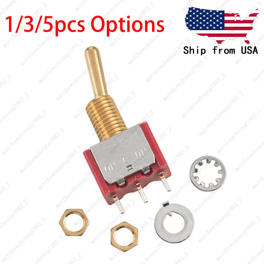 1/3/5Pcs Mini Vintage Brass Lever Switch 3Pins 2-Position ON-ON Toggle Switch