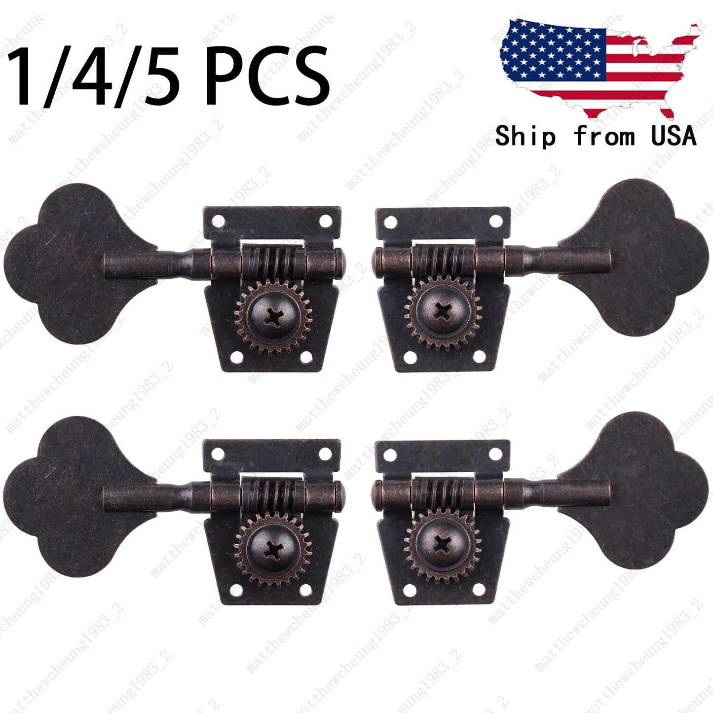 Vintage Open Machine Heads 1:25 Ratio Gear Bass Tuners Tuning Key Peg-Red Bronze