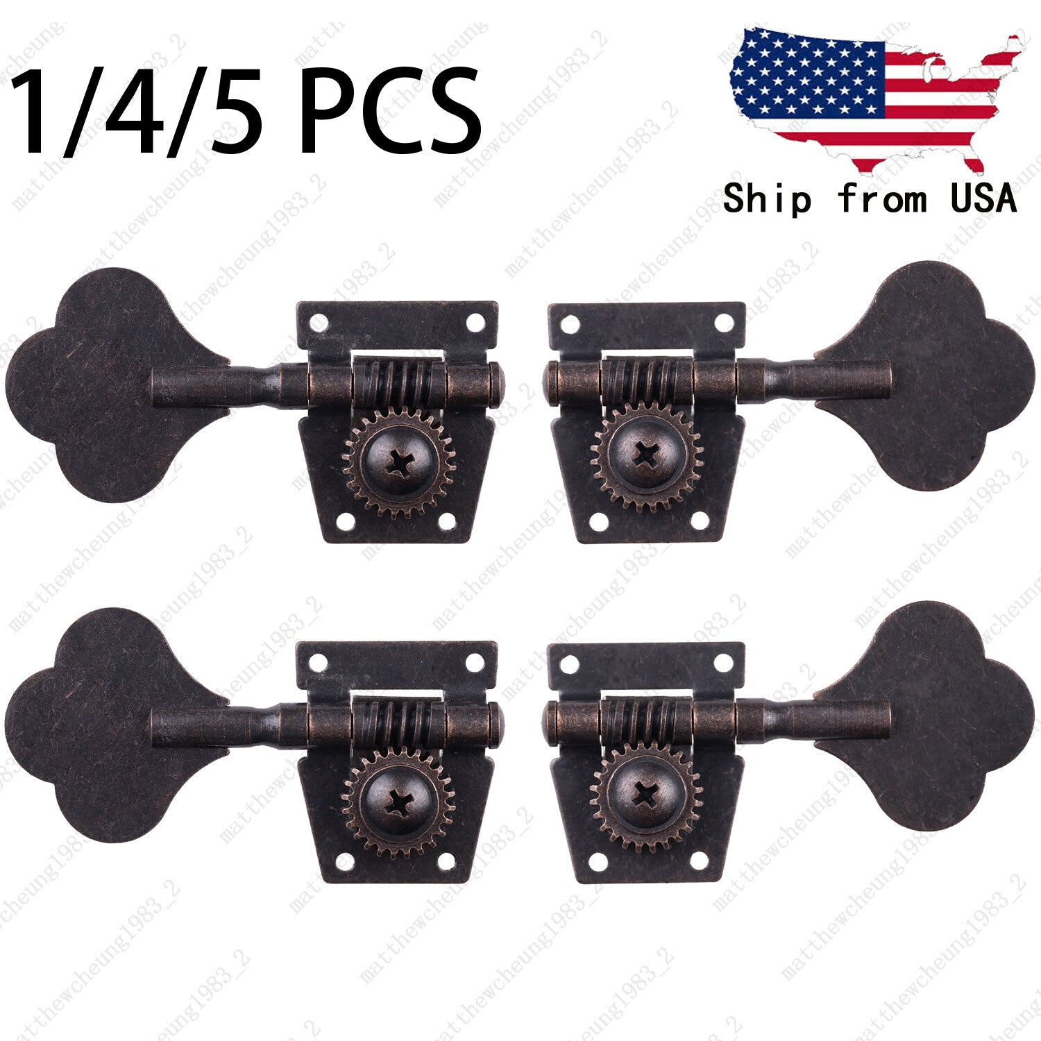 Vintage Open Machine Heads 1:25 Ratio Gear Bass Tuners Tuning Key Peg-Red Bronze