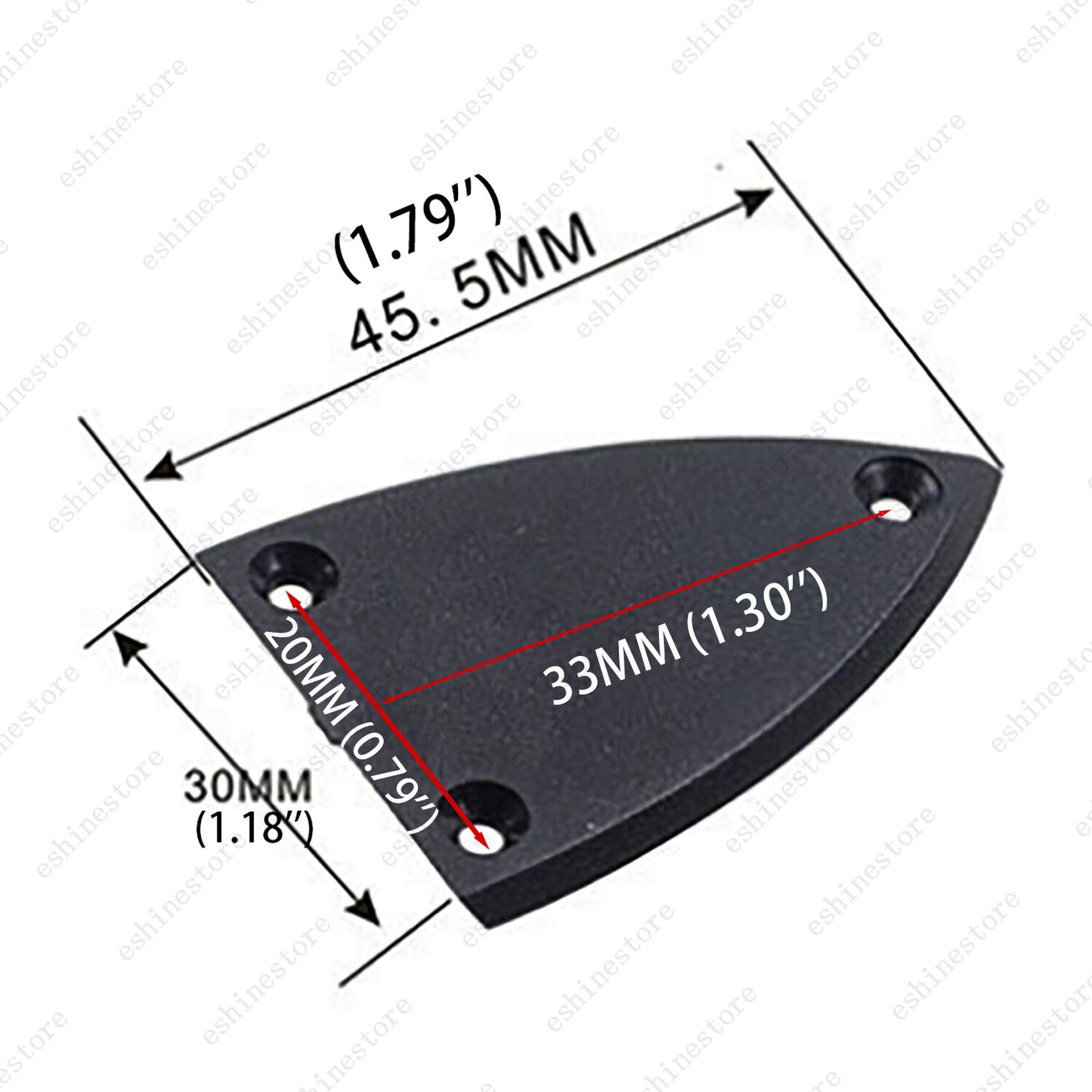 3 Holes Heel Shape Plastic Guitar Truss Rod Cover Plate in Black with Screws