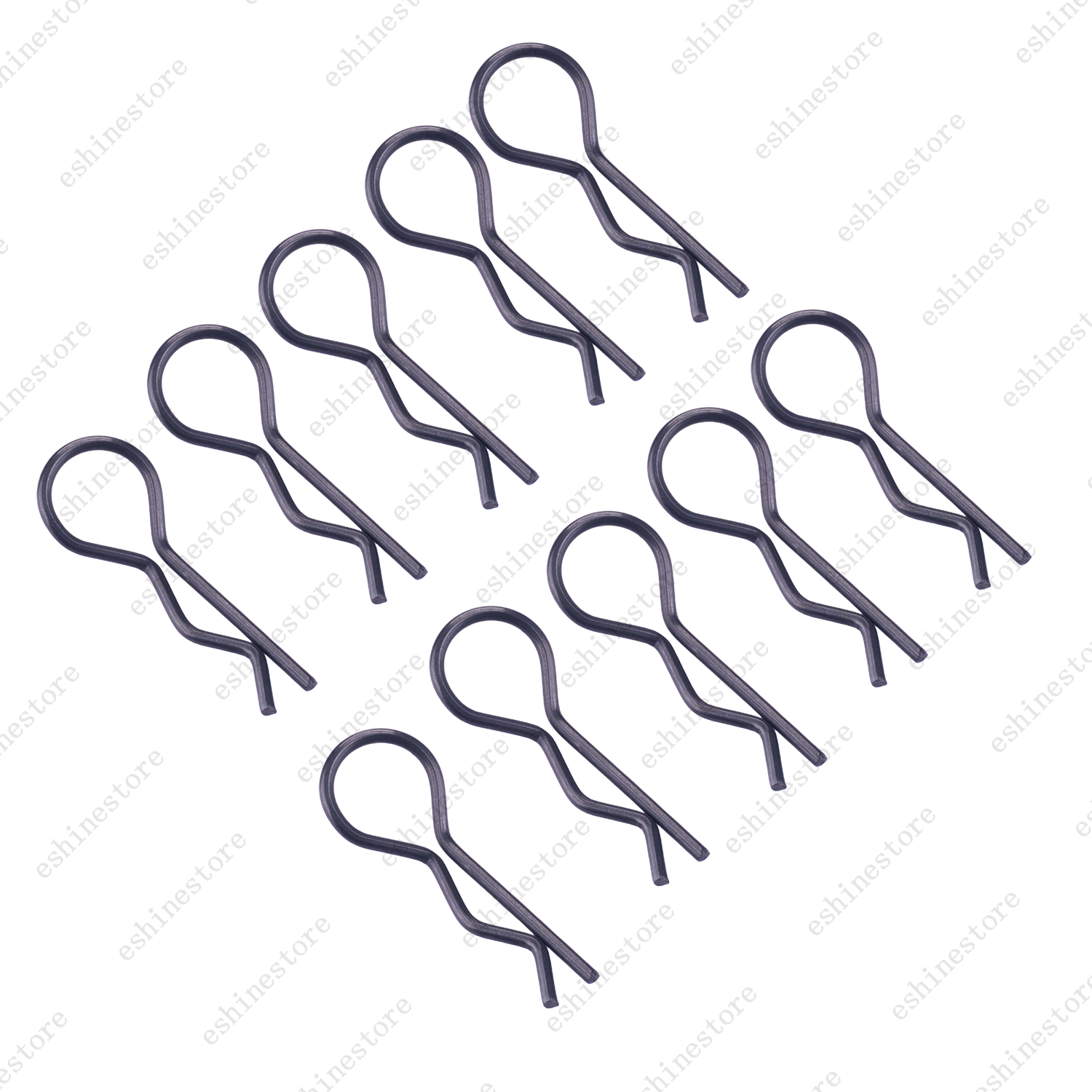 30mm Length 13mm OD Metal R-Clips (10pcs) – RC 1:8 Black/Silver, Universal Fit