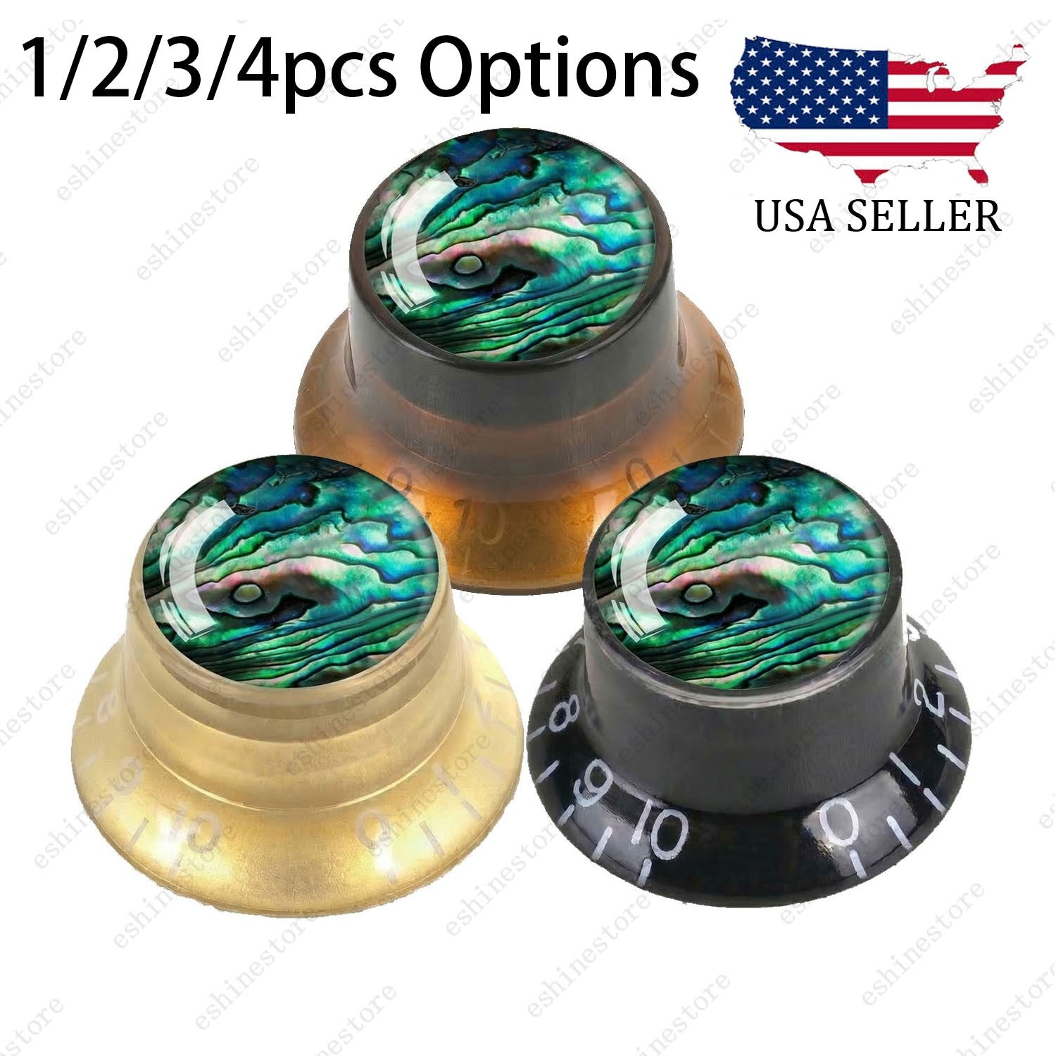 Guitar Reflector Knob with Seashell Pattern Cap Top Hat Knob for Les Paul SG -10