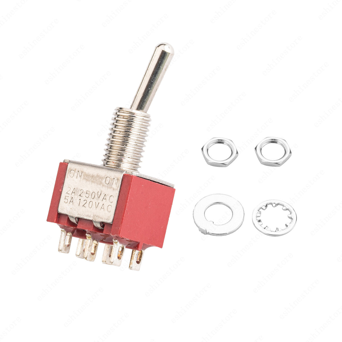 1 Pcs DPDT Red 2 Way 6 Pin ON ON Guitar Mini Toggle Switch Car/Boat Switches