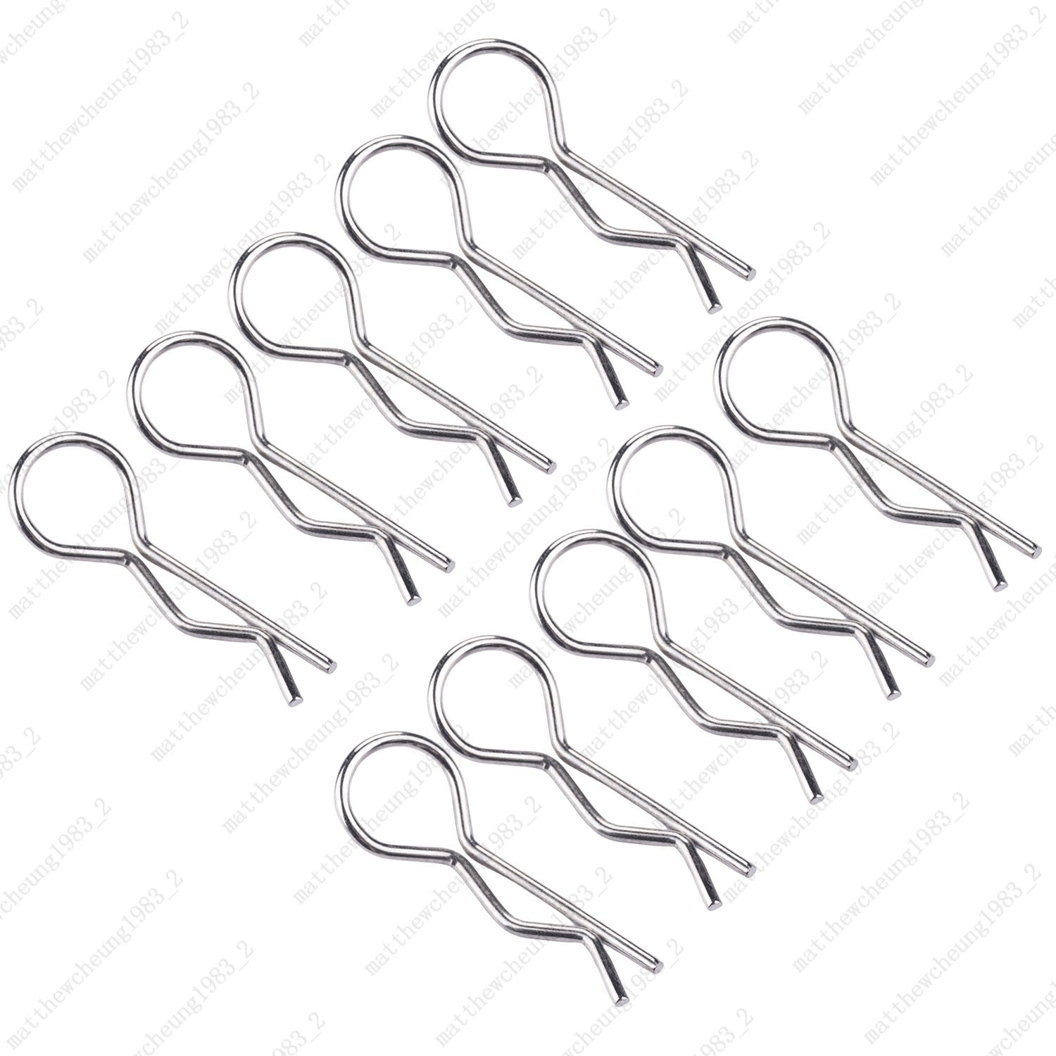 30mm×13mm 10-Pack 1:8 RC Metal R-Clips Black/Silver – Reliable RC Fasteners