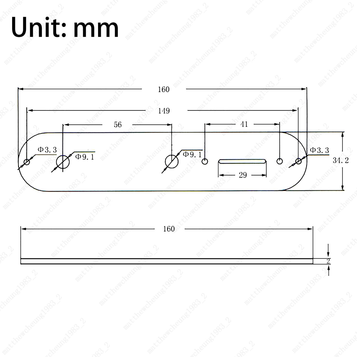 1 Piece Matel Electric Guitar Control Plate 9MM for Telecater Black &Chrome