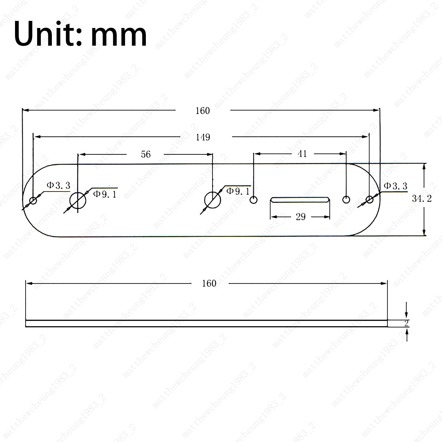 1 Piece Matel Electric Guitar Control Plate 9MM for Telecater Black &Chrome