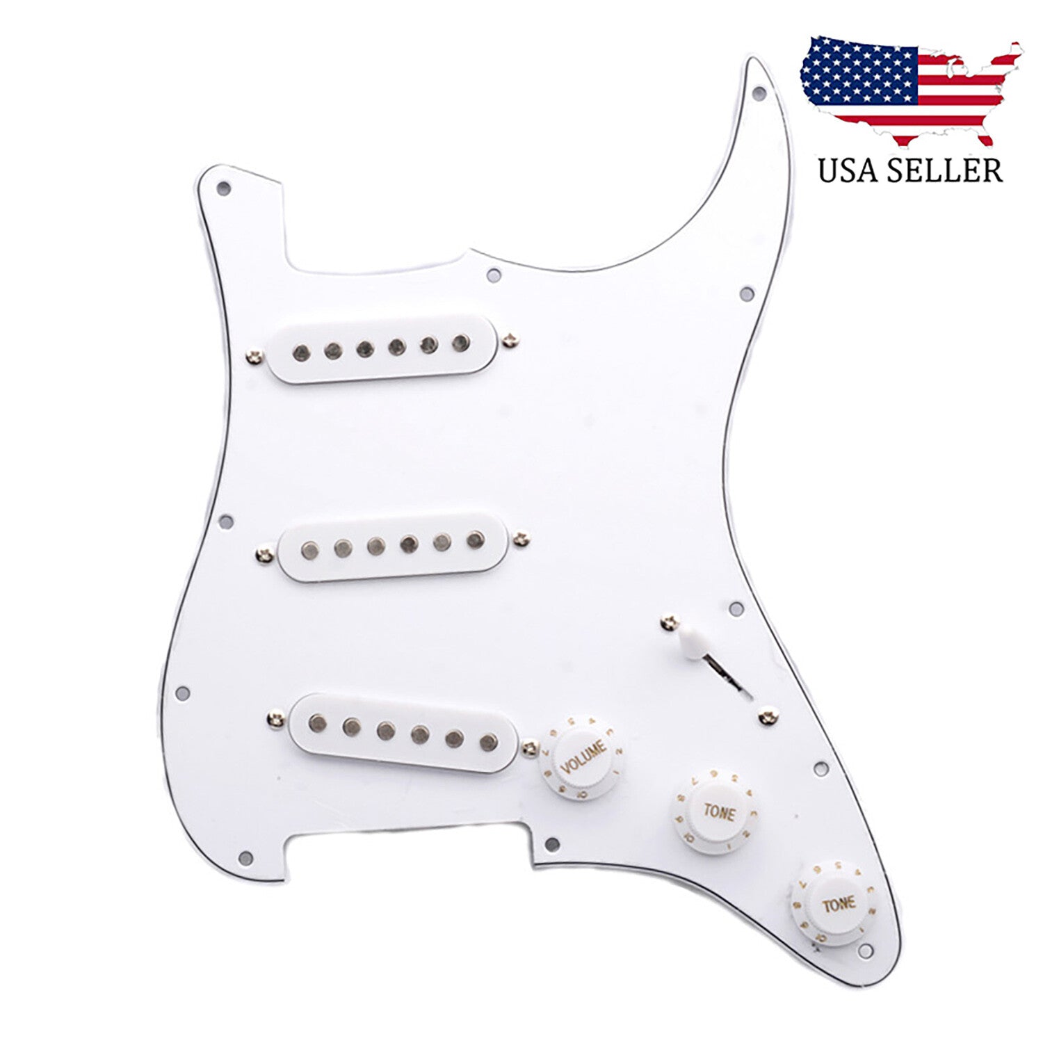 Loaded Strat Pickguard Prewired SSS Pickguard with Ceramic Pickups White