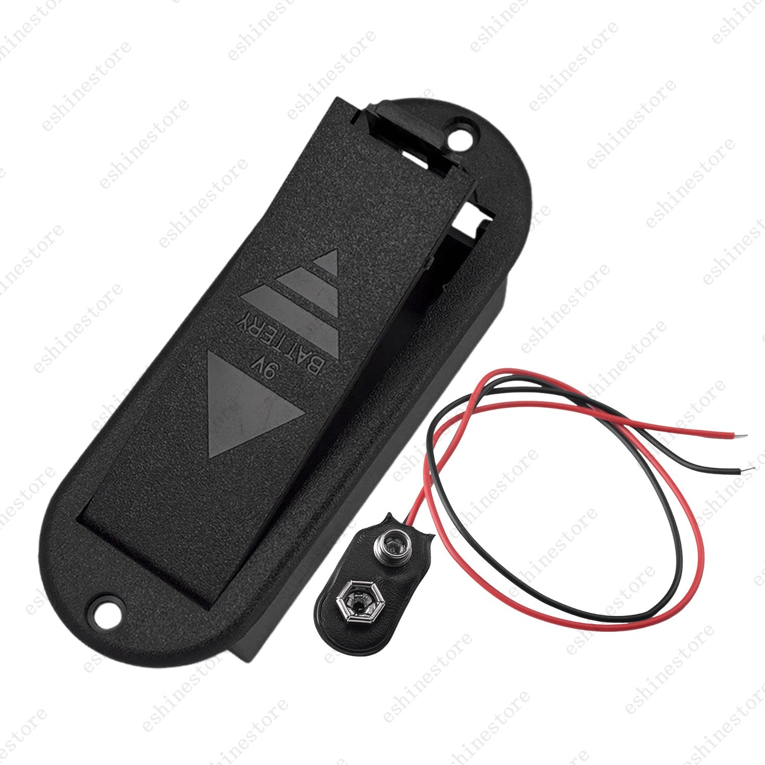 A Set of 9V Battery Box Case Holder for Active Guitar Bass Pickup - Black