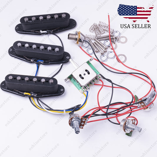 Guitar Alnico 5 Prewired Single Coil  Pickup Harness with 500K pots for Start