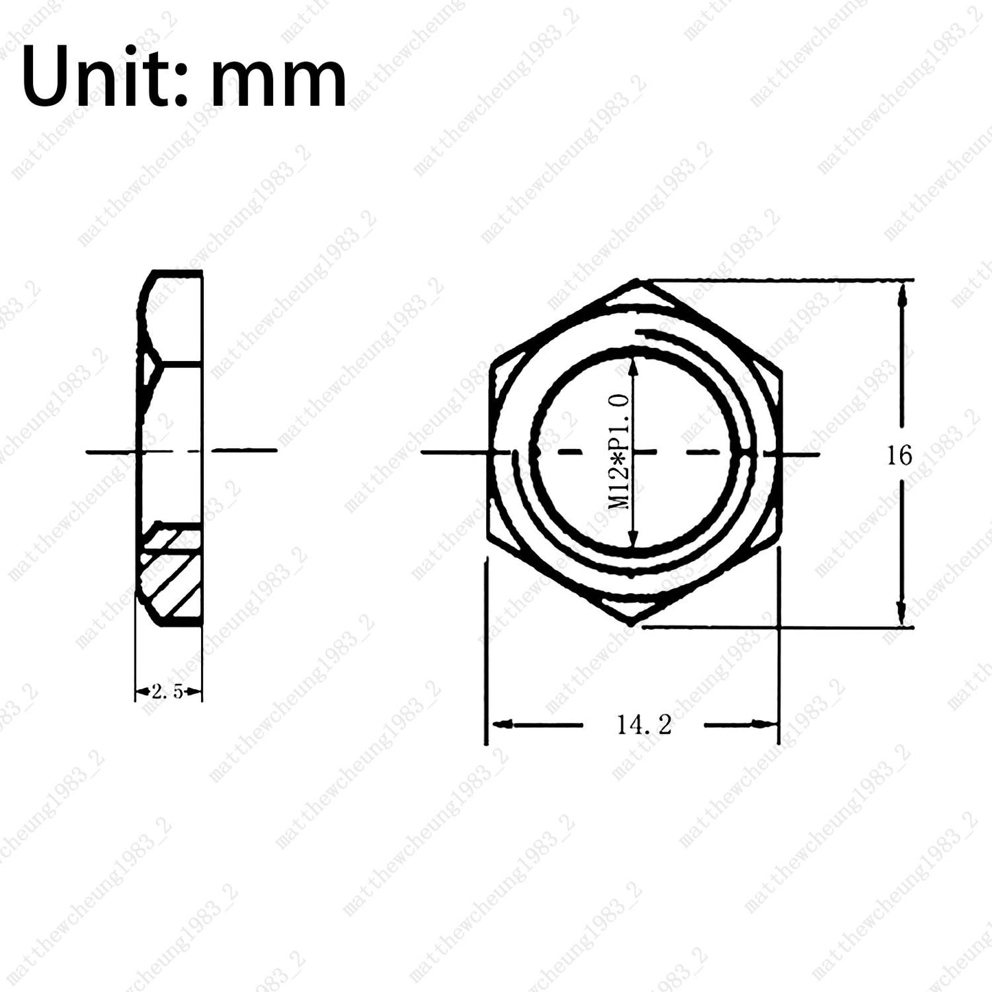 1/2/4pcs M12x1.0 Hex Nut & Washer Replacement for Electric Guitar Toggle Switch