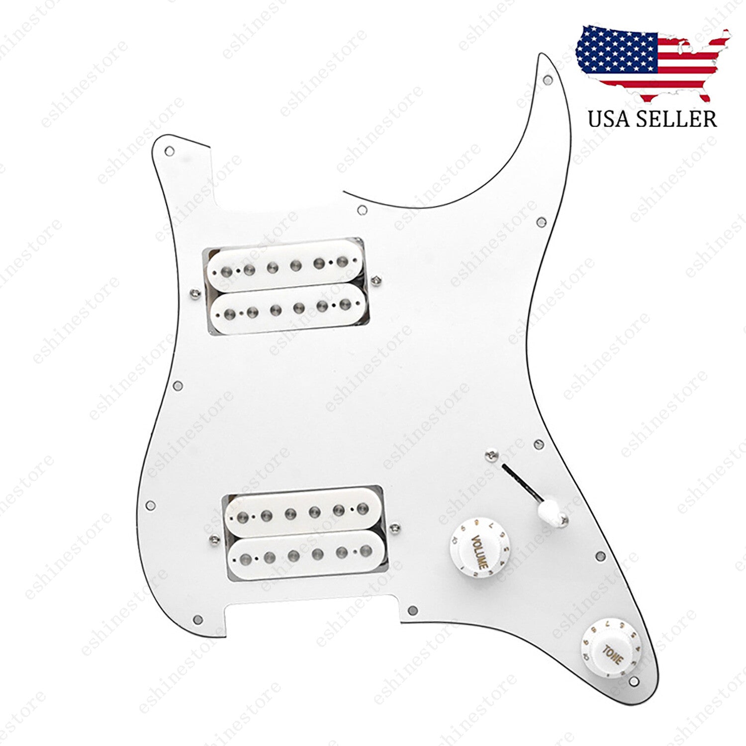 Loaded Strat Pickguard Prewired HH Pickguard with Ceramic Pickups White