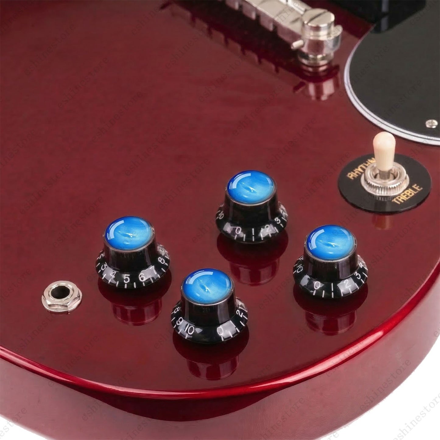 Guitar Reflector Knob w/ Neptune Pattern Design Cap Top Hat Knob for Les Paul SG