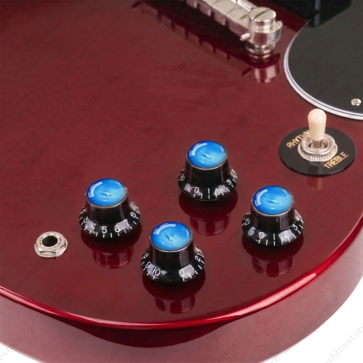 Guitar Reflector Knob w/ Neptune Pattern Design Cap Top Hat Knob for Les Paul SG