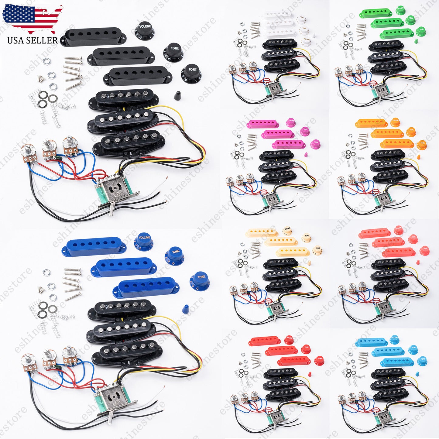 Electric Guitar SSS Pickups Passive Circuit Cover Knobs Kit For Strat Guitar