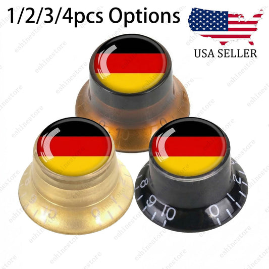 Guitar Reflector Knobs w/ Germany Flag Design Cap Top Hat Knobs for Les Paul SG