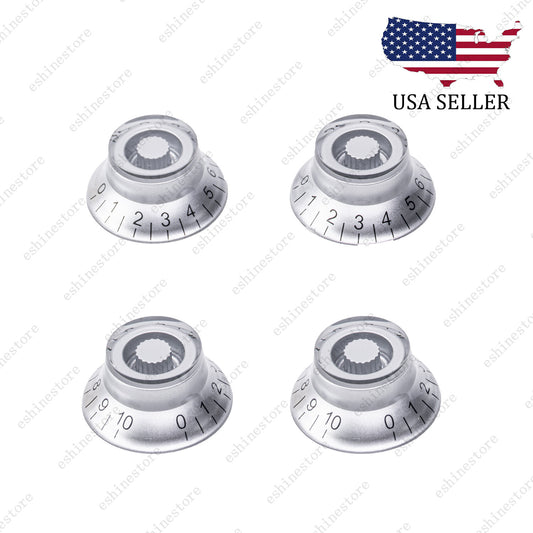 4 Pcs Silver LP Electric Guitar Knob Top Hat Knobs Bell Knobs for SG Les Paul