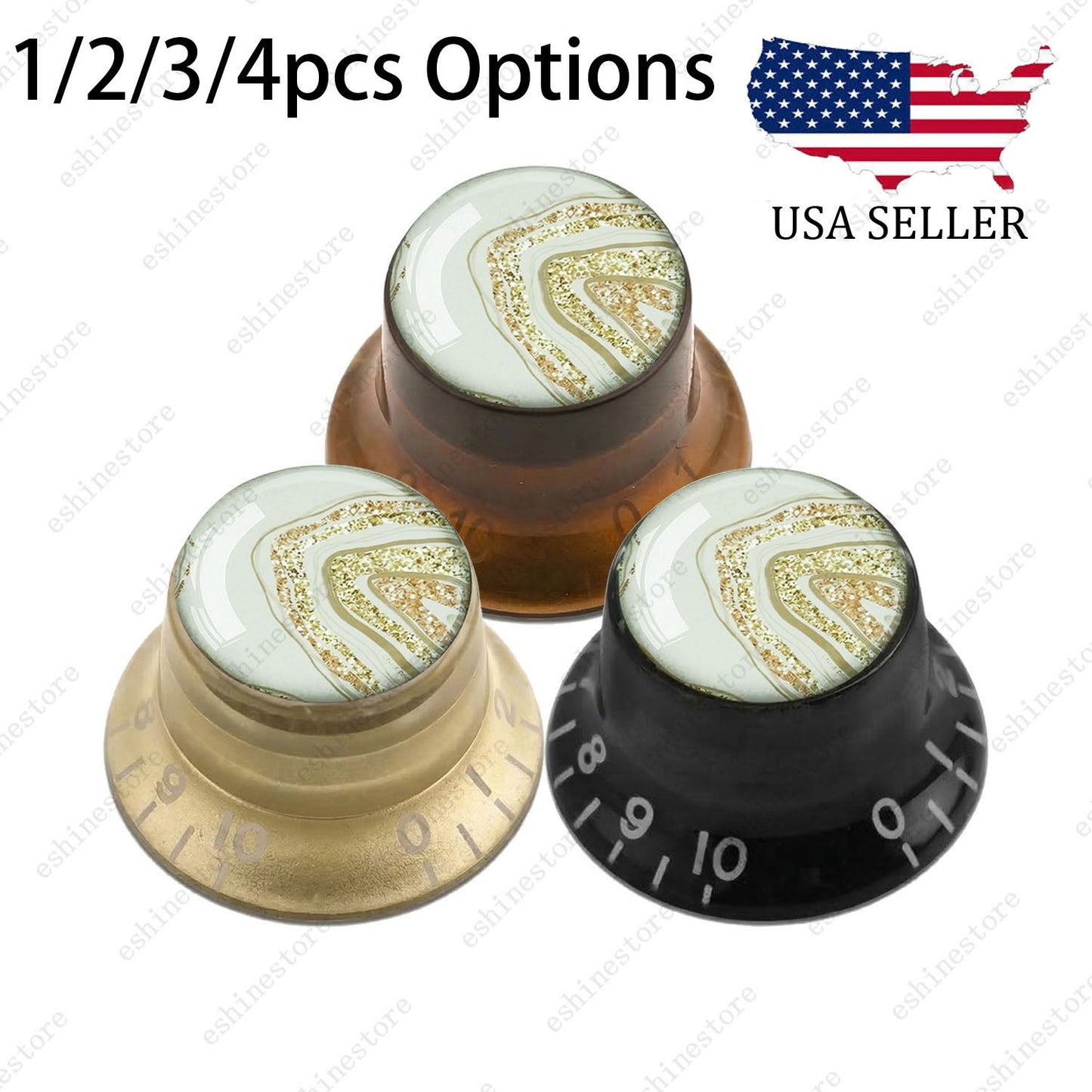 Guitar Reflector Knobs with Marble Texture Cap Top Hat Knob for Les Paul SG - 01