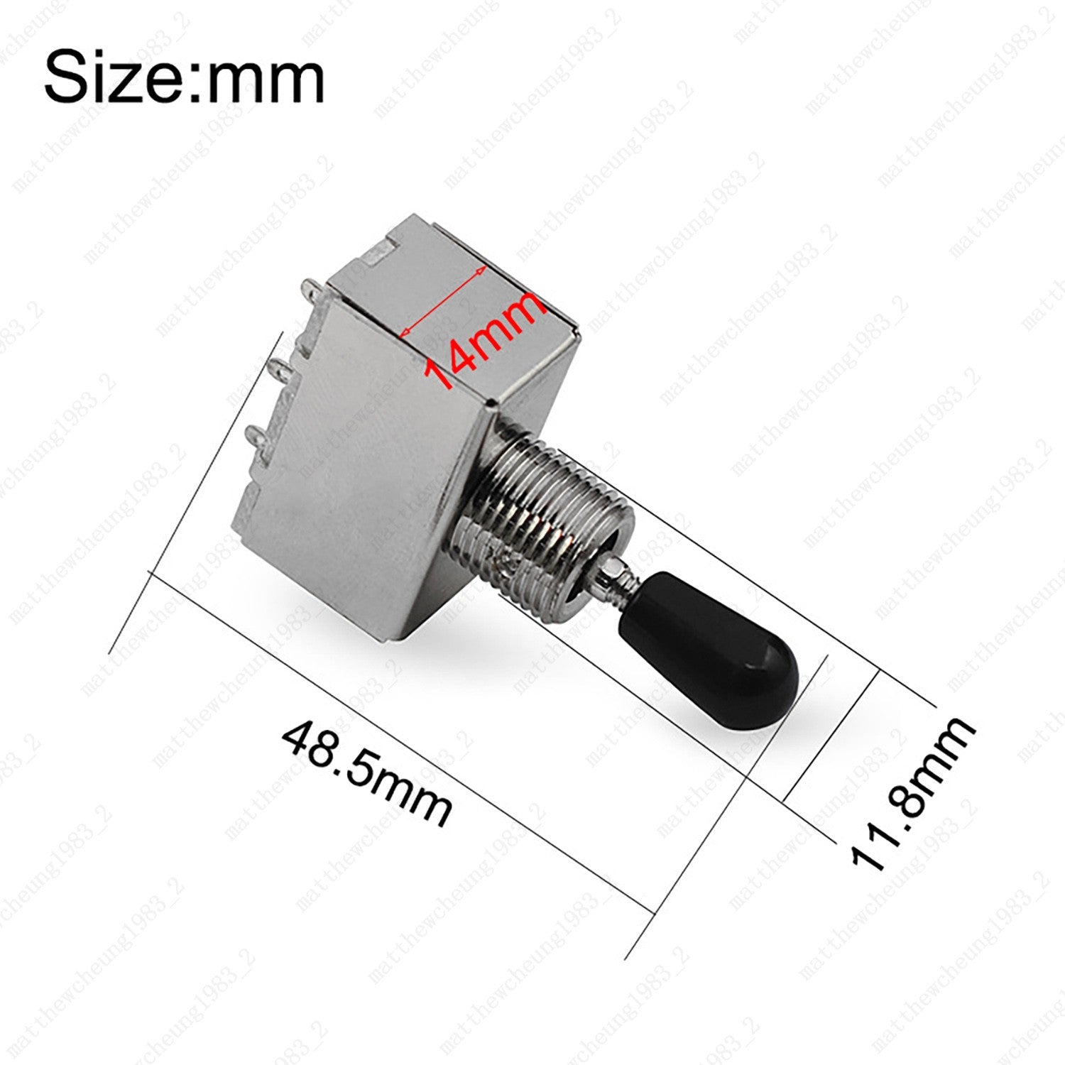 3-Position Metal Enclosed Pickup Selector Switch with Plastic Tip for EPI SG LP