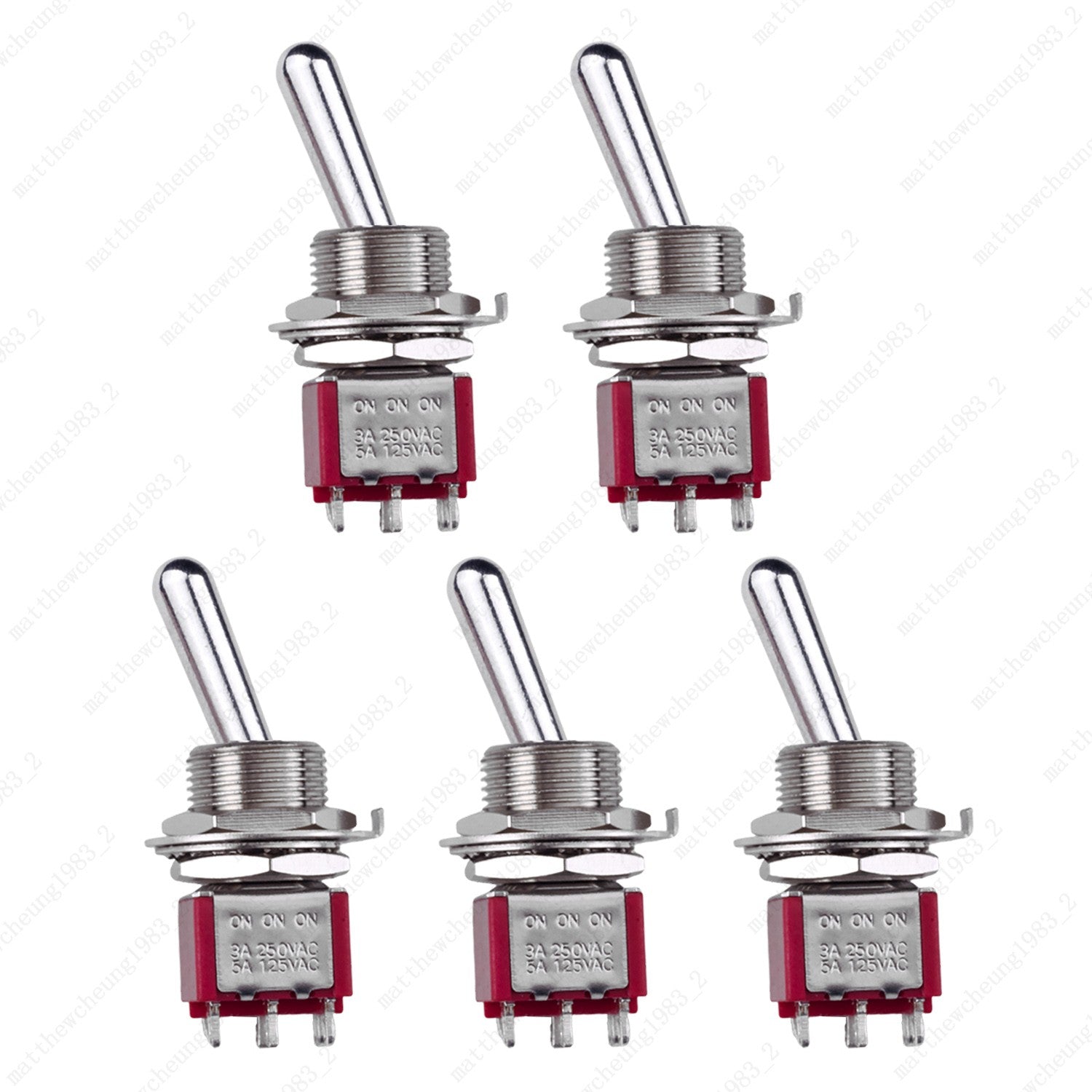1/3/5 x Guitar/AMP Fat Bat Toggle Switch DPDT 6 Pin 3-Position ON ON ON Sealed