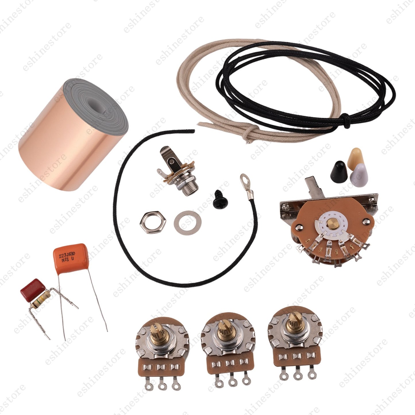 Electric Guitar DIY Guitar Wiring Kit 250/500K Pots for Fender Stratocaster