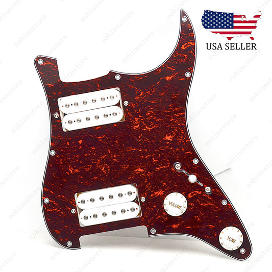 Loaded Strat Pickguard Prewired HH Pickguard with Ceramic Pickups Red Tortoise W