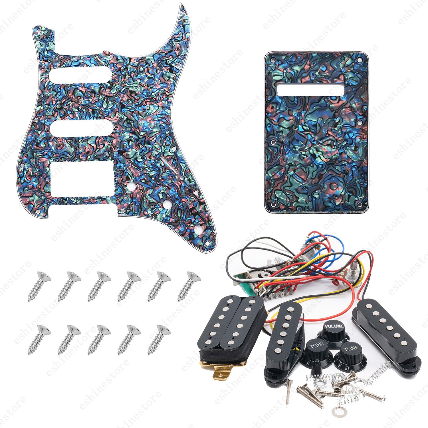 11 Hole Guitar SSH Loaded Pickguard Set & Back Plate For SQ FENDER Stratocaster
