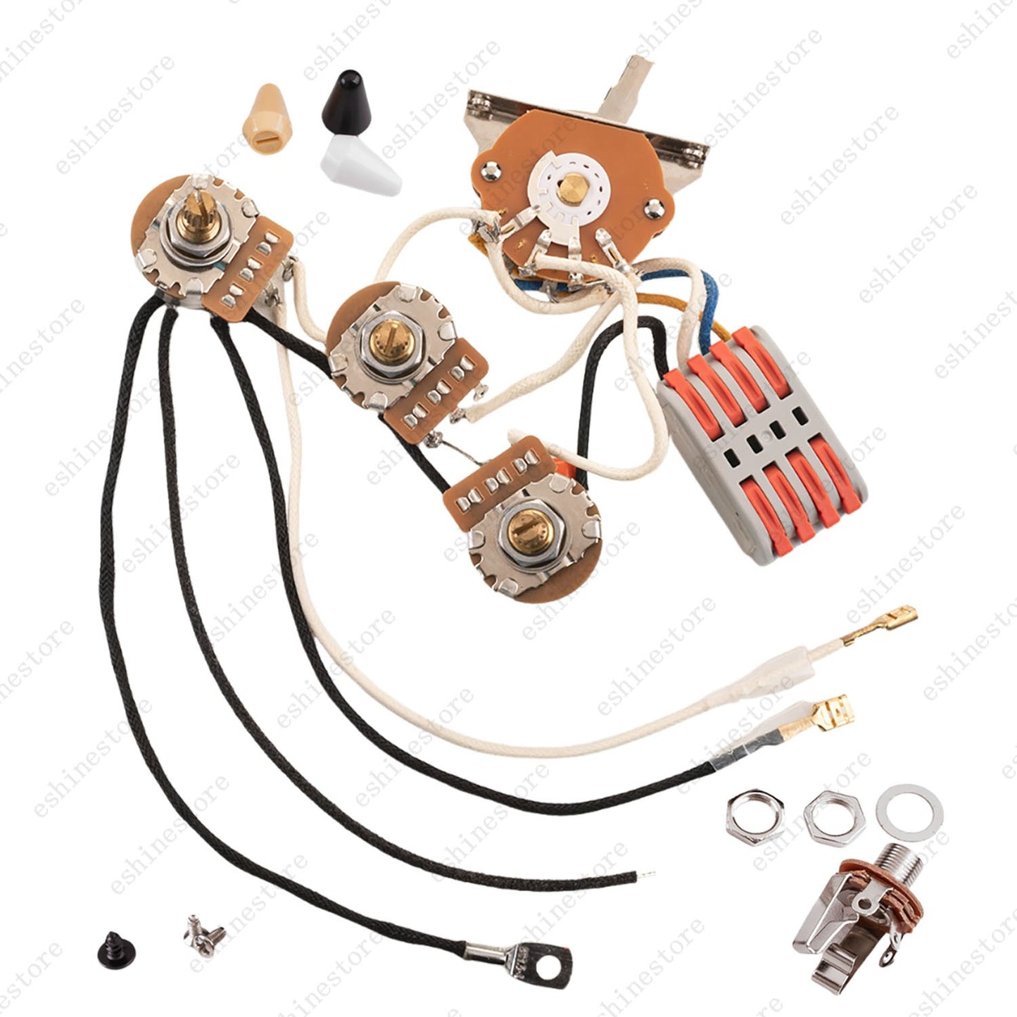 Solderless Guitar Pre-Wired Wiring Harness 5-Way Switch 2T1V A/B500K pots for ST