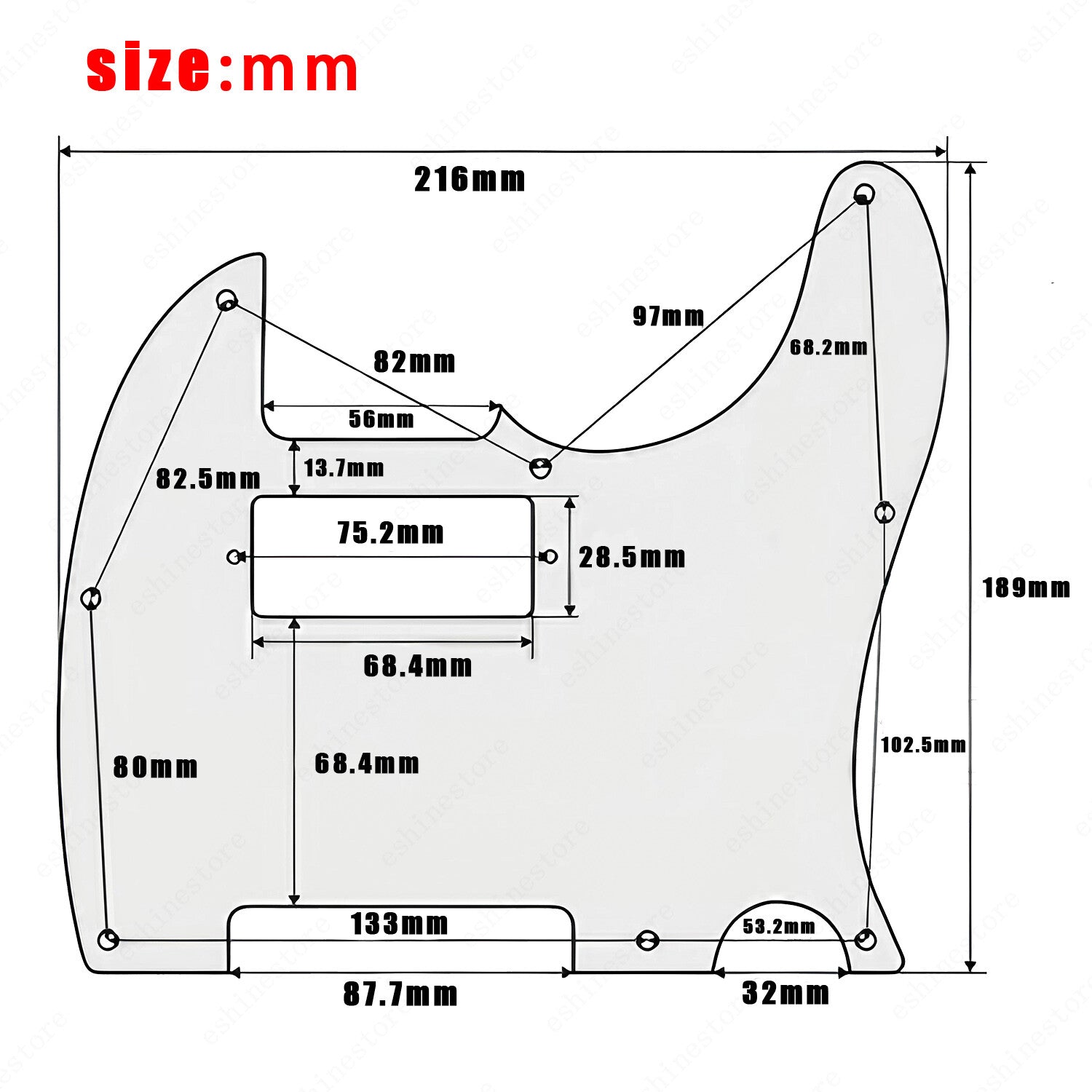8 Hole Mini Humbucker Style Guitar Pickguard Scratch Plate For Fender Telecaster