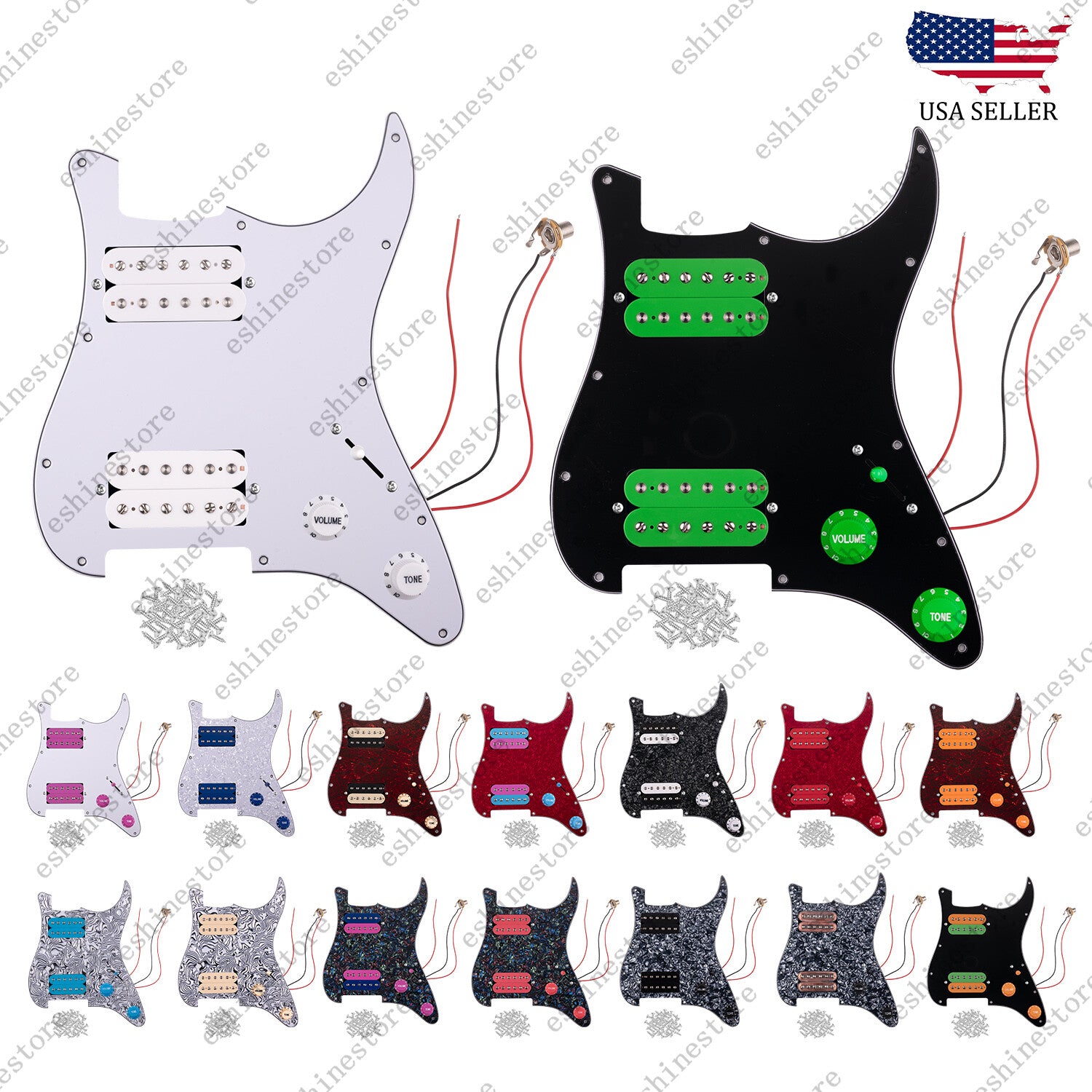 3Ply HH Loaded Prewired Guitar Pickguard Humbuckers Pickup Sets For ST Strat SQ