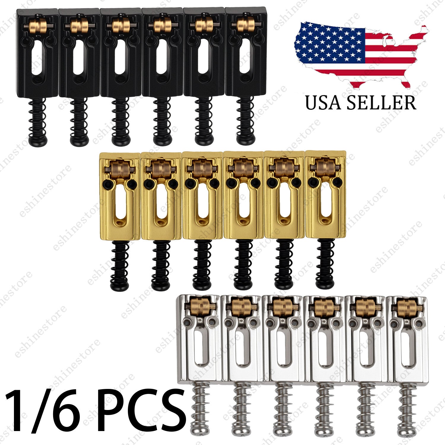 Electric Guitar Brass Roller Bridge Saddles for Stratocaster Tele Guitar 3Colors