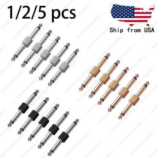 1/4 inch 6.3mm Guitar Effect Pedal Coupler Connector Audio Adaptors Connecting