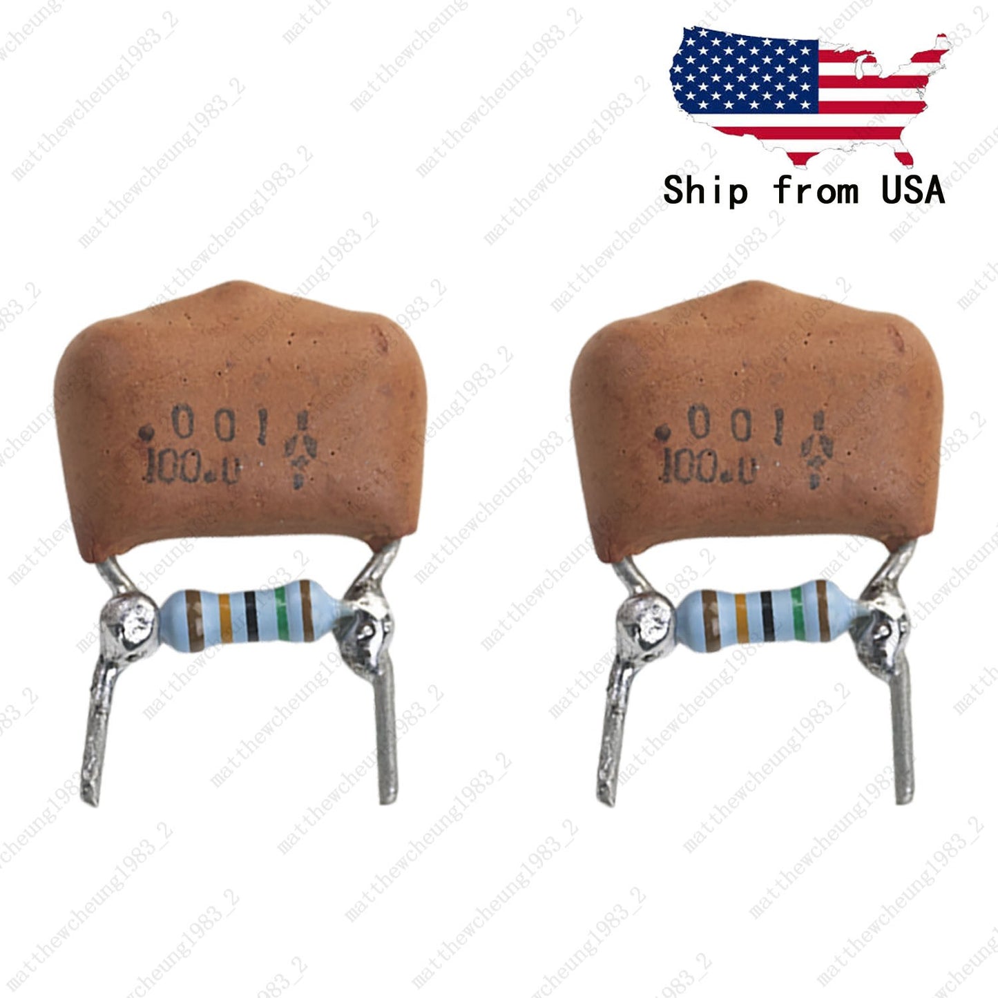 2Pcs Pre-Soldered Guitar Volume Pot Treble Bleed Kit .001uF Cap & 150K Resistor