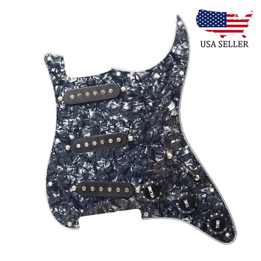 Loaded Strat Pickguard Prewired SSS Pickguard with Ceramic Pickups Black Pearl