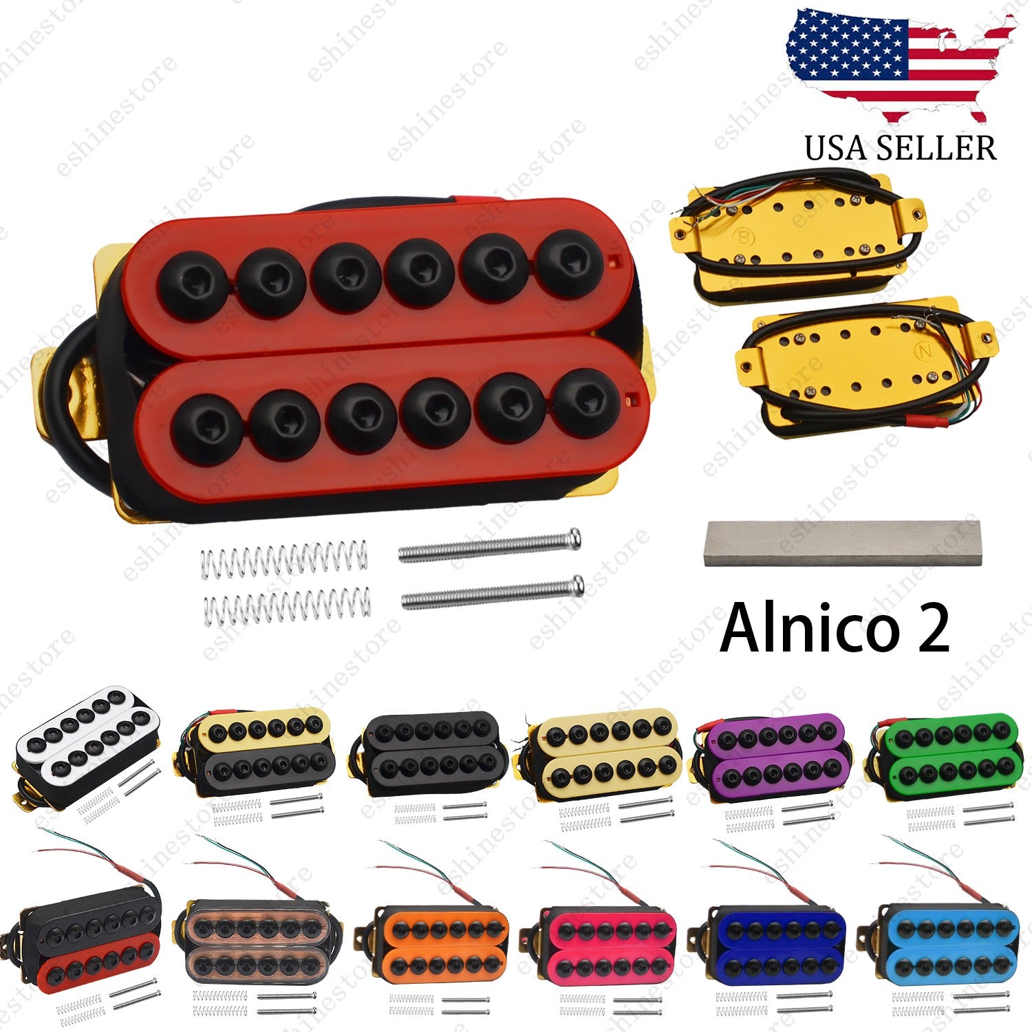 Alnico 2 Humbucker Pickups-Double Coil Electric Guitar Pickup with Umbrella Head