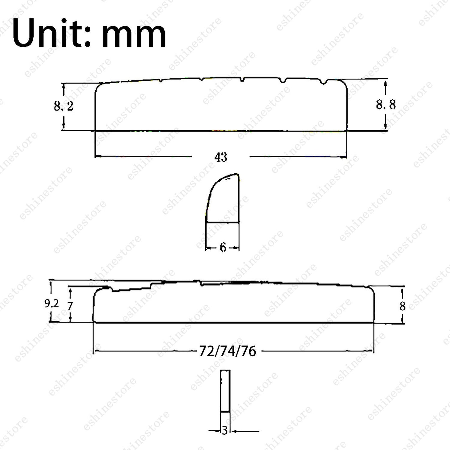 A Set of 6 String Acoustic Folk Guitar Brass Pre-Slotted Nut&Saddle(72/74/76MM)