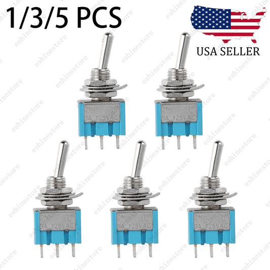 1/3/5x SPDT Guitar Mini Toggle Switch 2-Position ON/ON 3 PIN Car/Boat Switches