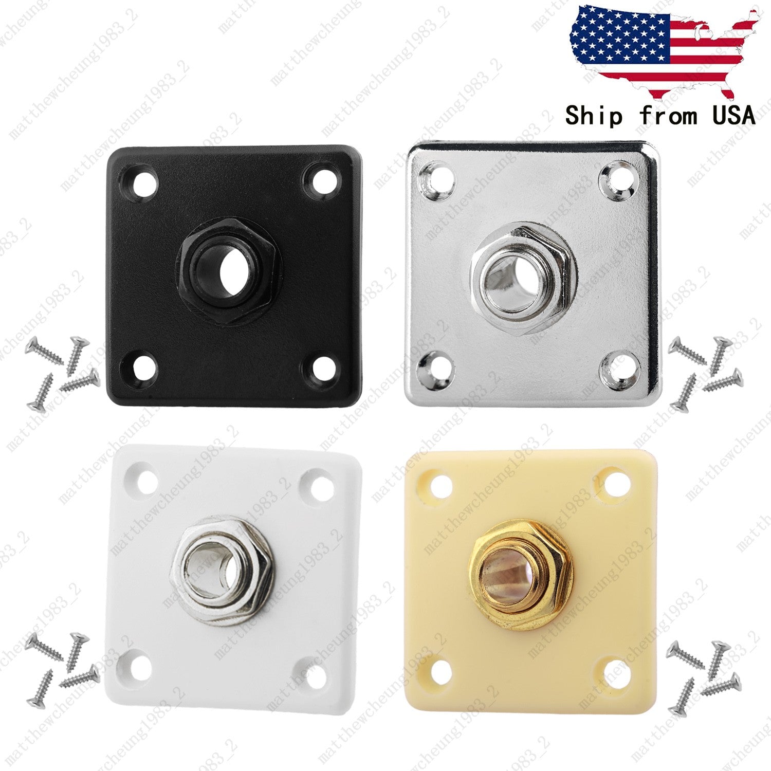 1x Plastic Guitar Universal Square Output Jack Plate Socket For Les Paul SG ES
