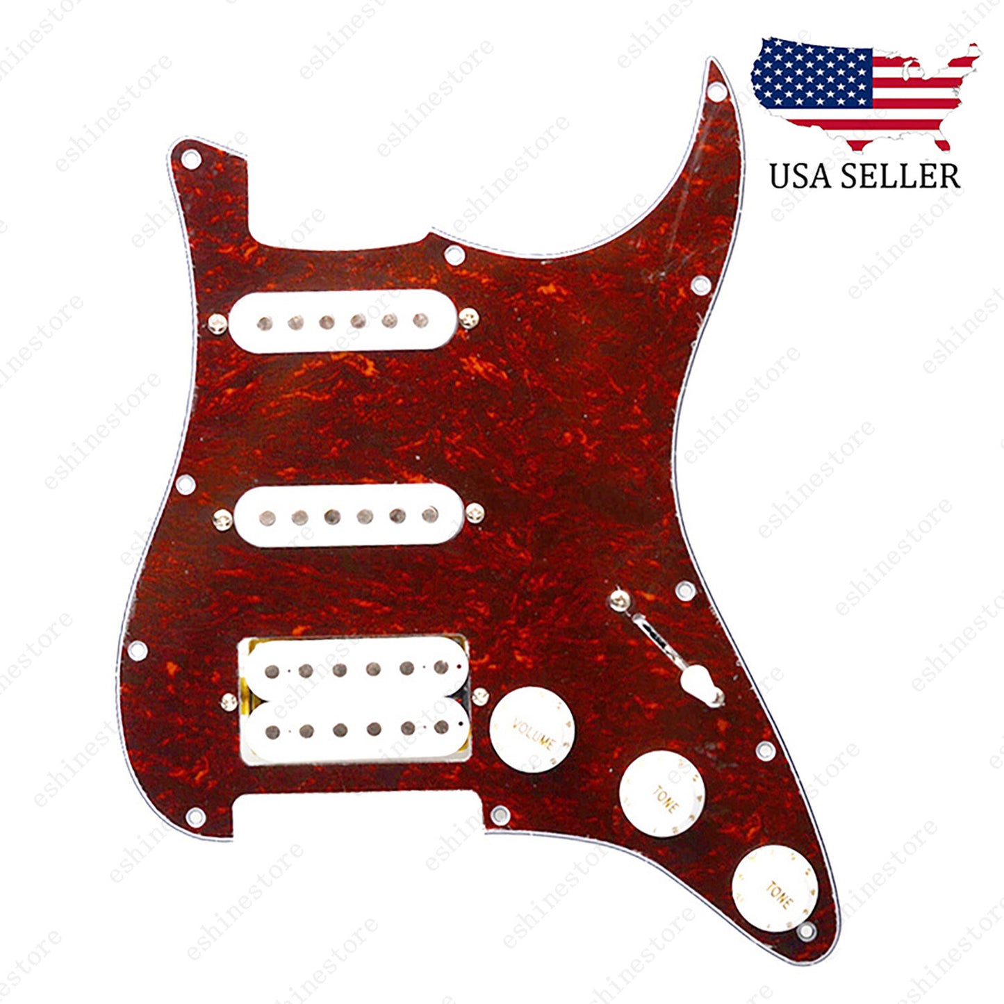 Loaded Strat Pickguard Prewired SSH Pickguard with Ceramic Pickups Tortoise W