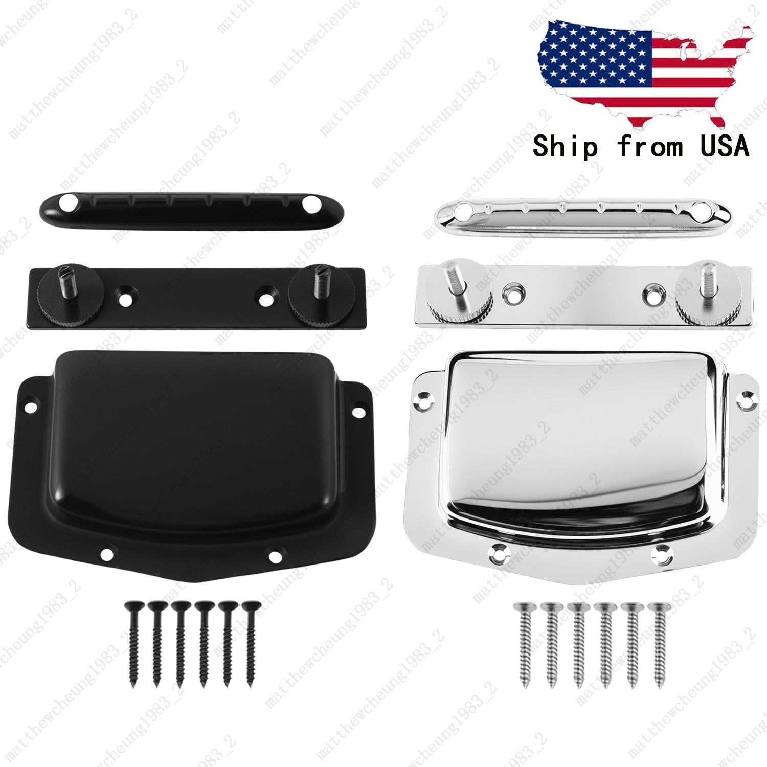 Adjustable Fixed Guitar Bridge & Bridge Cover Set for Mustang Jazzmaster Style