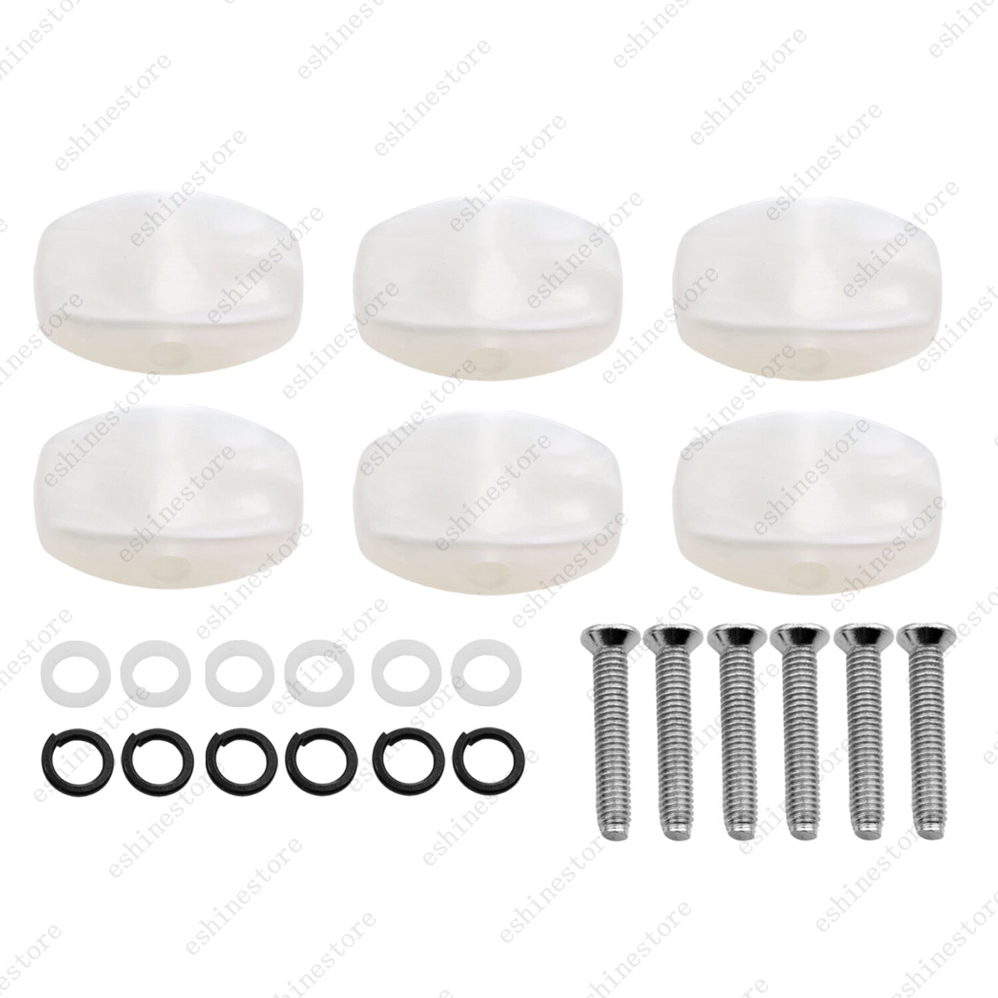 1 Set (6Pcs) Guitar Tuning Peg Button Machine Head Oval Plastic Buttons-3 Colors