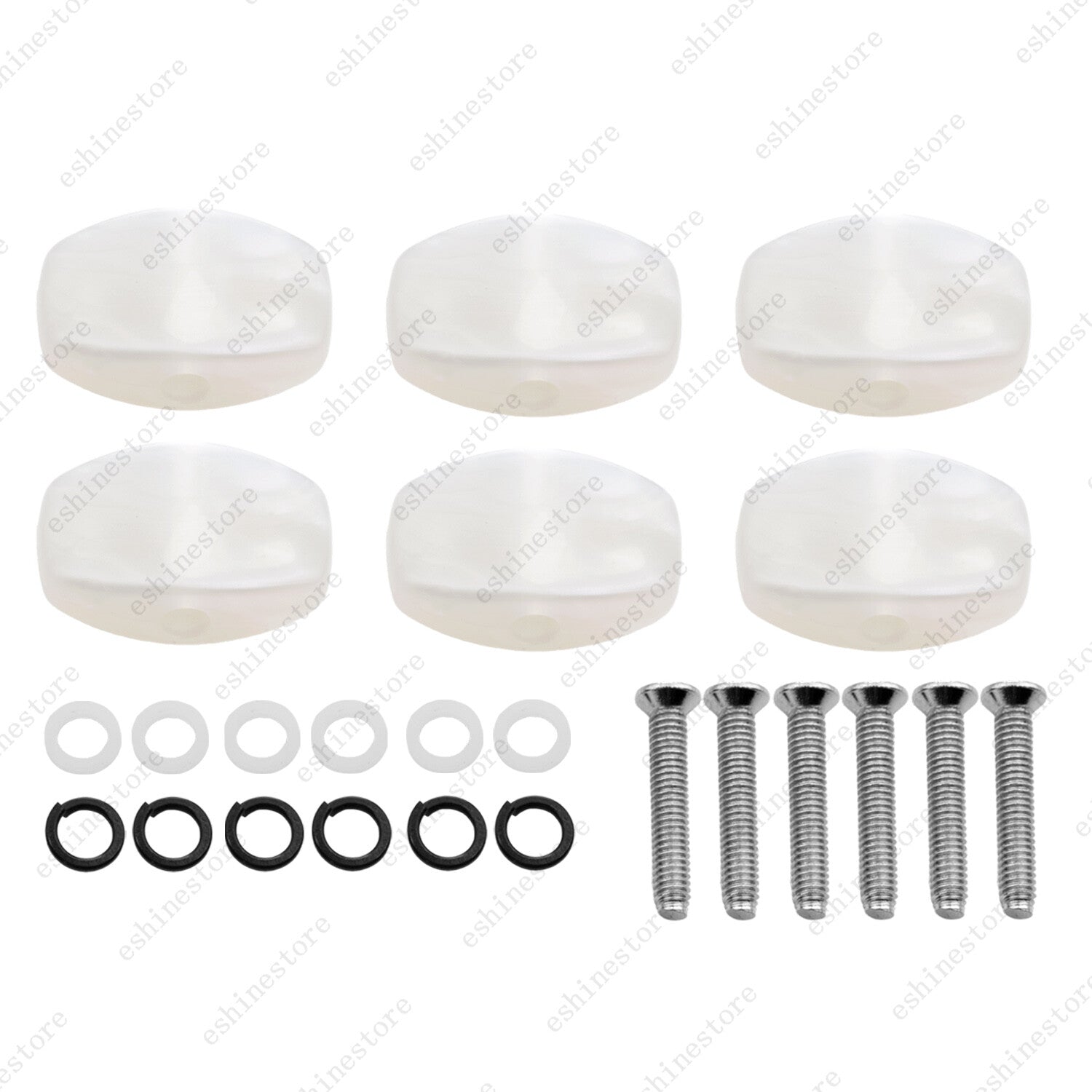 1 Set (6Pcs) Guitar Tuning Peg Button Machine Head Oval Plastic Buttons-3 Colors