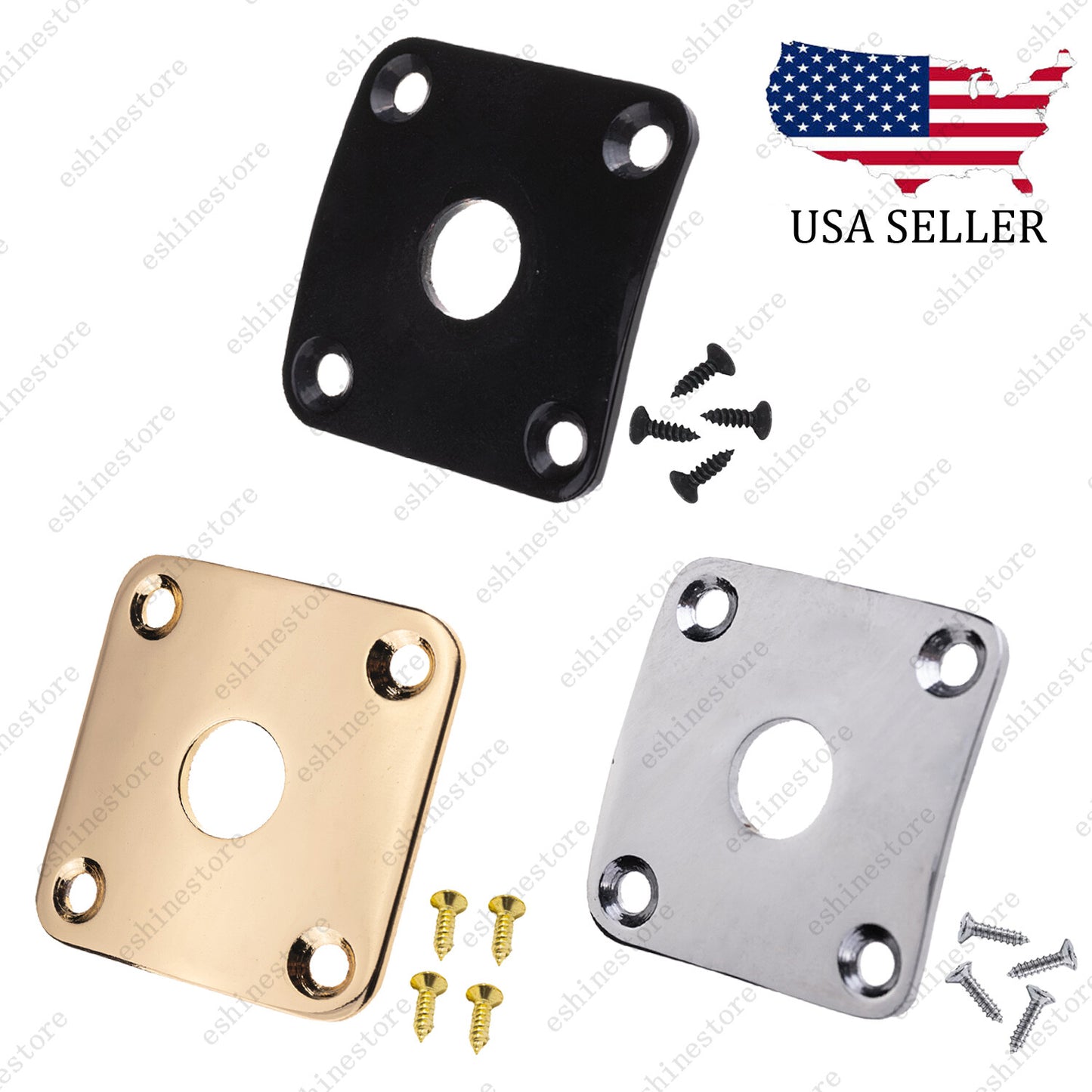 1Piece Curved Electric Guitar Output Square Jack Metal Plate For Gibson Les Paul