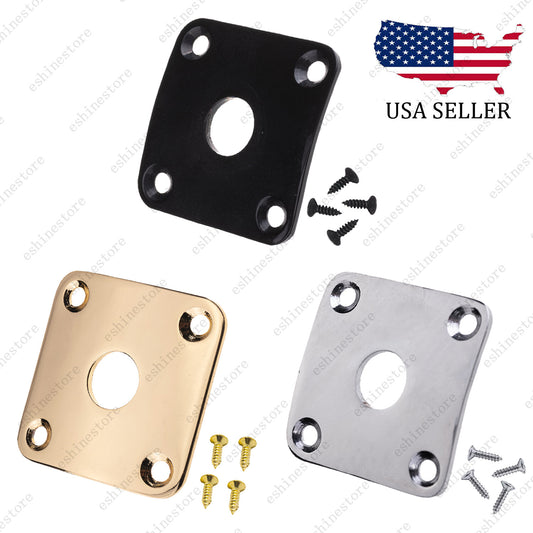 1Piece Curved Electric Guitar Output Square Jack Metal Plate For Gibson Les Paul