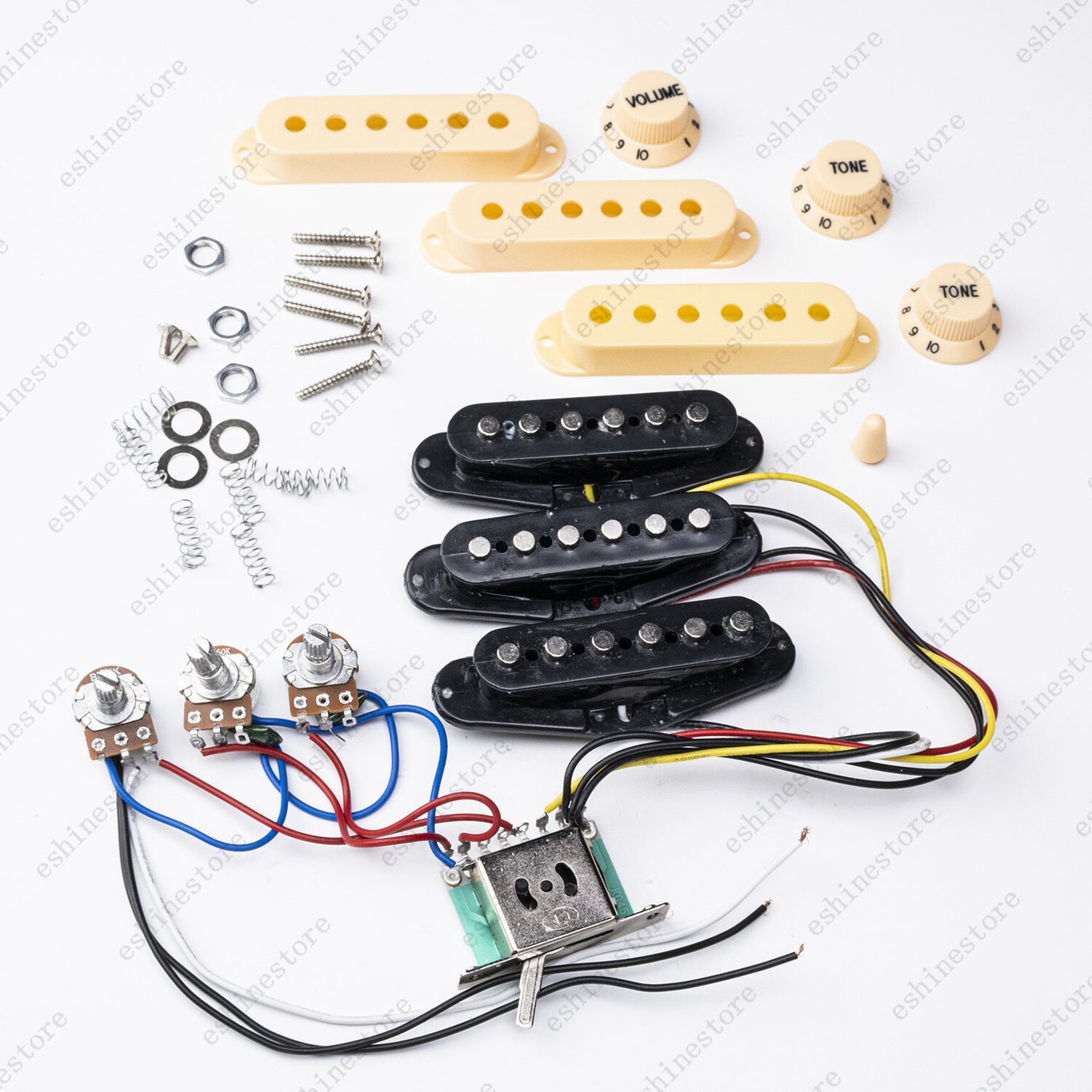 Electric Guitar SSS Pickups Passive Circuit Cover Knobs Kit For Strat Guitar
