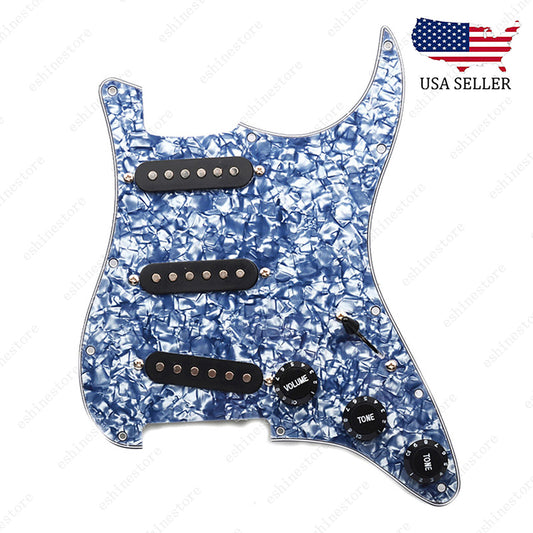 Loaded Strat Pickguard Prewired SSS Pickguard with Ceramic Pickups Gray Pearl B