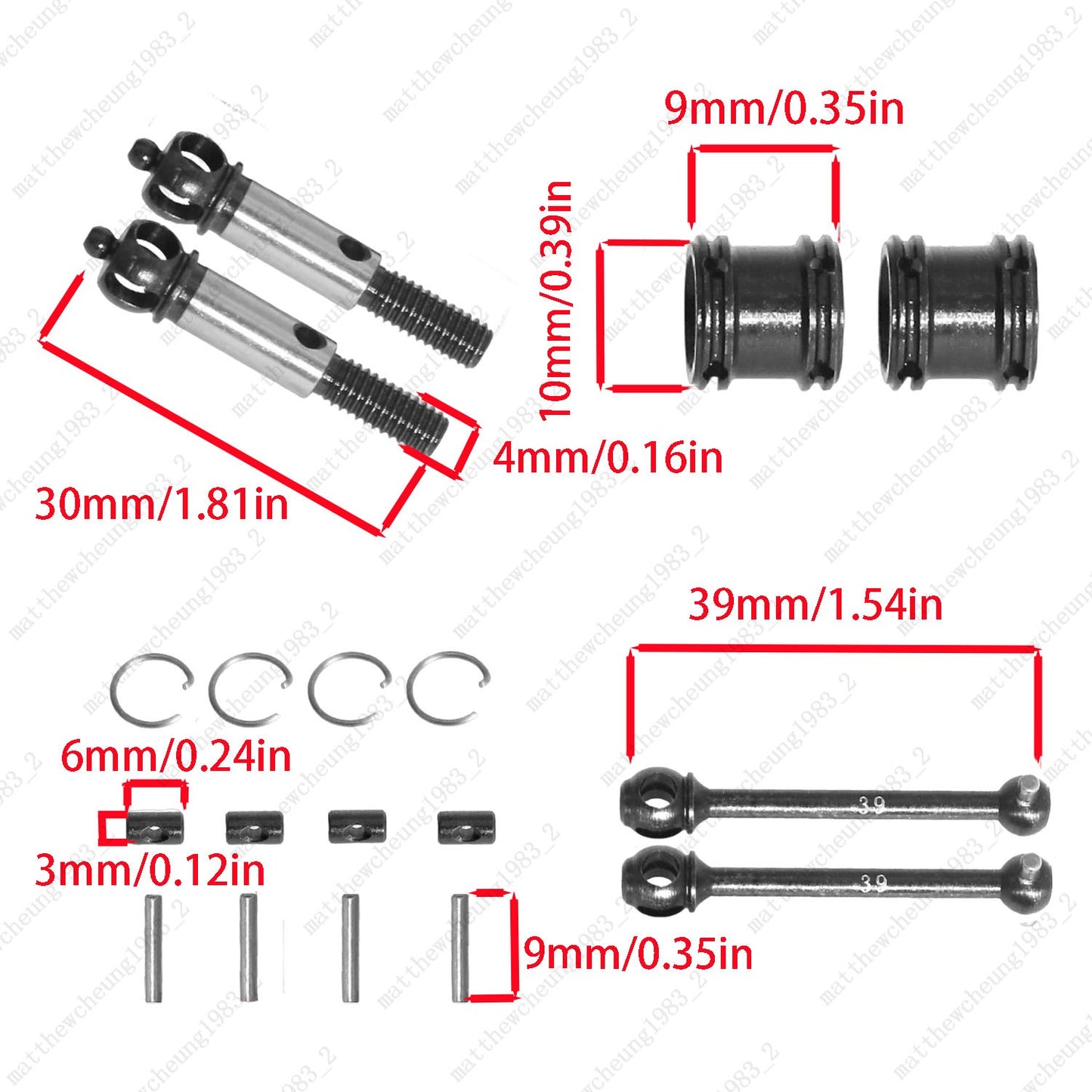 1 Set Upgrade Two-Stage Carbon Steel CVD Drive Shaft for RC 37/39/42mm Optional